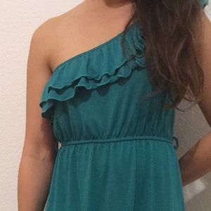 One shoulder just above the knee dress